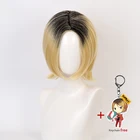 Аниме Haikyuu! Kenma Kozume Tooru Темный Косплей парик короткий желтый костюм игровые парики Хэллоуин костюмы волосы с брелоком