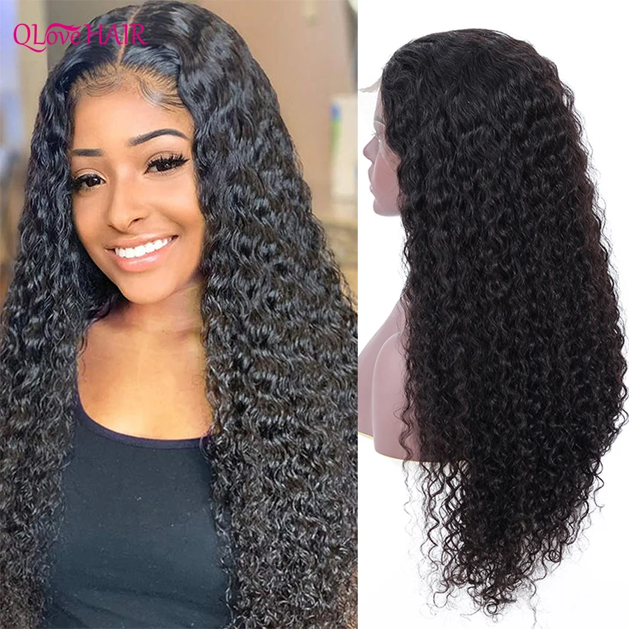 

QLOVE HAIR Kinky Curly Lace Wig 13x4 HD Transparent Lace Front Human Hair Wigs Remy Brazilian Hair 4x4 5x5 Lace Closure Wig