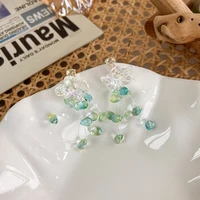 lovoacc retro blue green gradient crystal earrings for women ab color arcylic long tassel dangle earrings wedding bridal jewelry