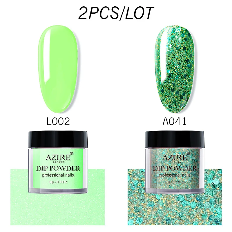 Azure beauty 2 шт блестящая пудра для ногтей градиентная долговечная Holo нужна основа