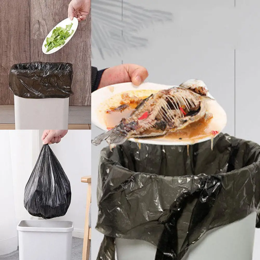 

5 Rolls (100 pcs) Garbage Bag Household Large Garbage Vest Plastic Black Portable Thickened Type Can Bag P7U3