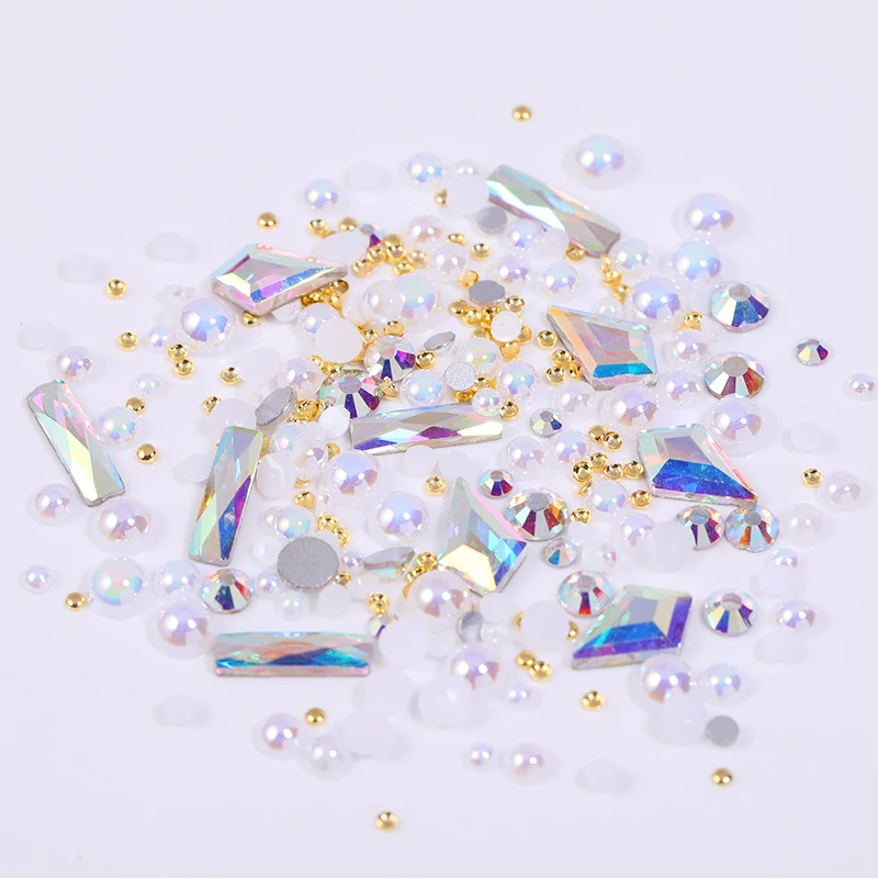 1 коробка голографические Стразы для ногтей смешанный размер гвозди шпильки