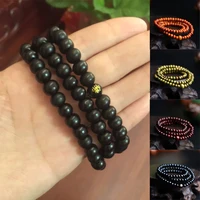 9 styles 6mm natural sandalwood buddhist buddha wood prayer beaded knot black ebony unisex men bracelets bangles for women