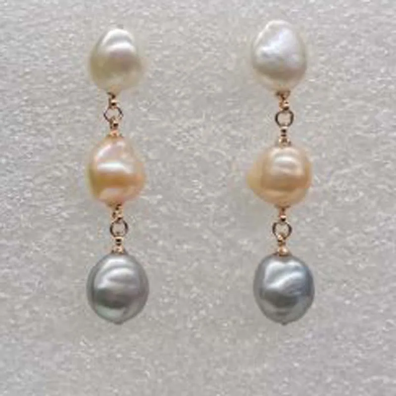 Барокко висячий 11-12 мм микс (натуральный) фотоцвет розовое золото | Украшения и