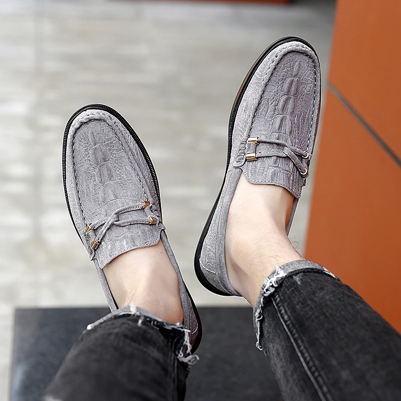 Лоферы мужские из натуральной кожи повседневная Брендовая обувь-топ без