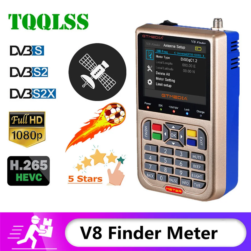 

V8 Finder Meter SatFinder Digital Satellite Finder DVB S/S2/S2X HD 1080P приемник ТВ сигнала спутниковый декодер локатор