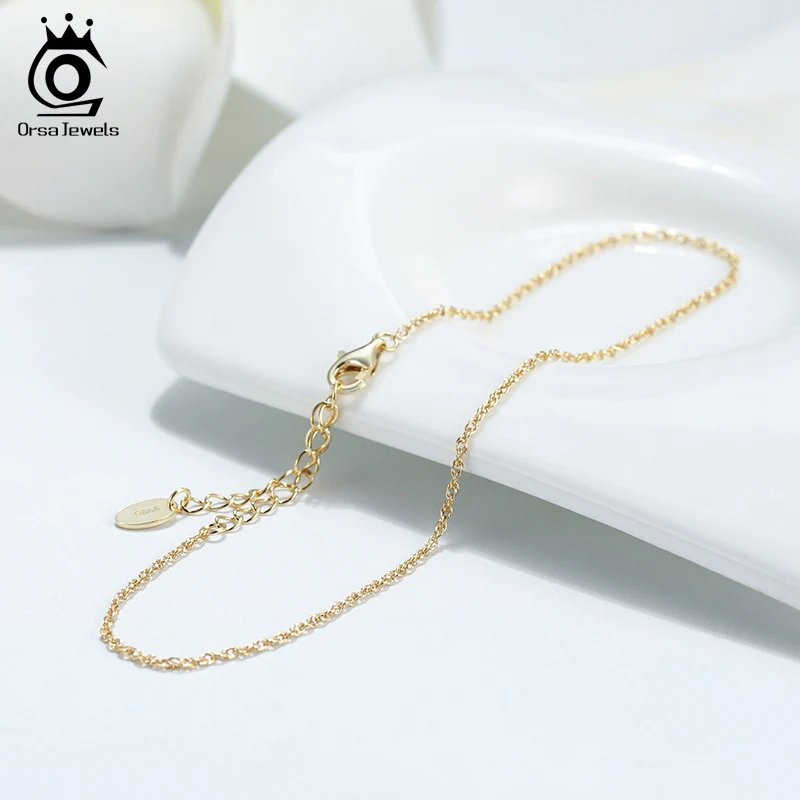 ORSA JEWELS простой дизайн регулируемые ножные браслеты из натуральной 925