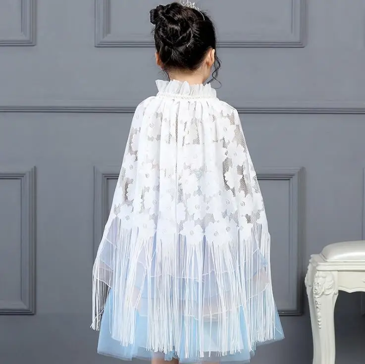 Женская белая кружевная накидка принцессы с кисточками накидки для Хэллоуина