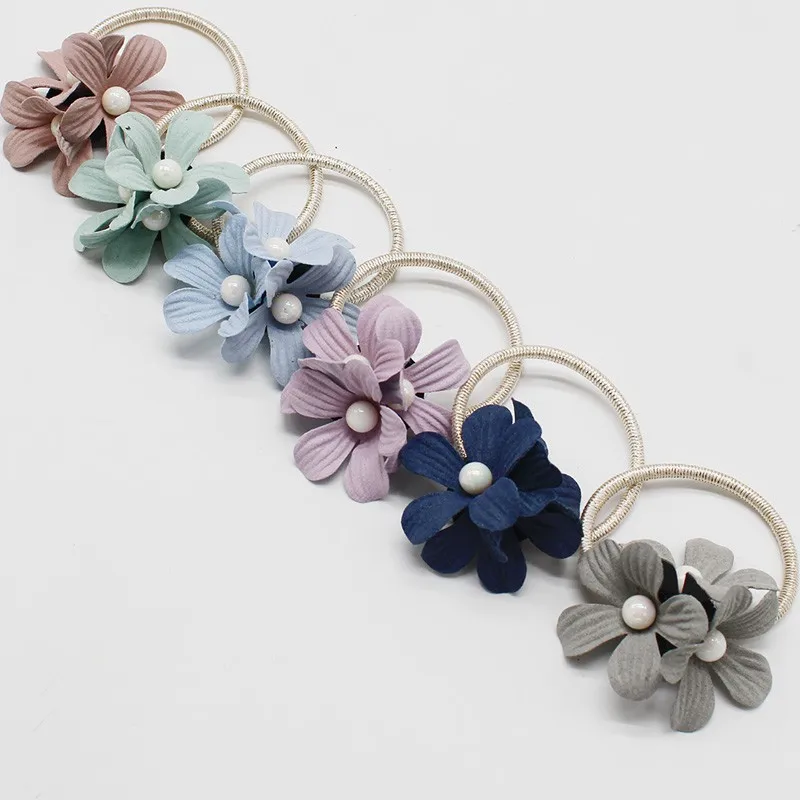 Простые Модные Цветные корейские женские тканевые Цветочные резинки для волос с