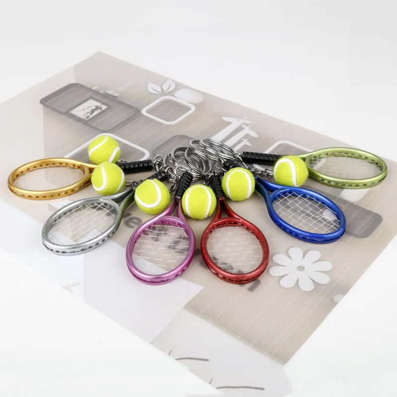 Подвеска в виде ракетки кольца для ключей брелки с миниатюрный теннисный мяч