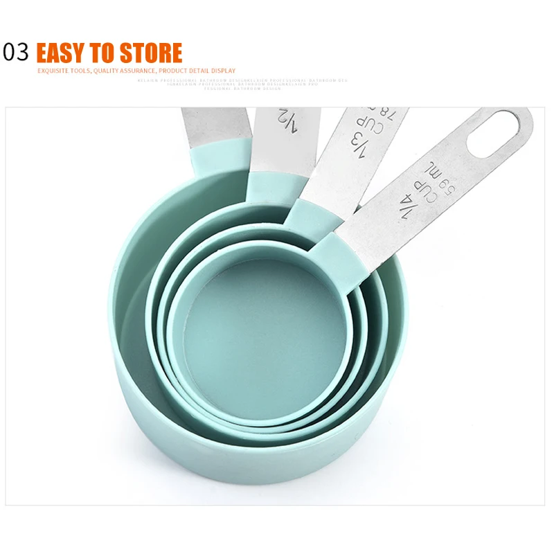 

4Pcs Stainless Steel PP Measuring Cups Spoons Kitchen Baking Cooking Tools Set Kitchen Supplies RH