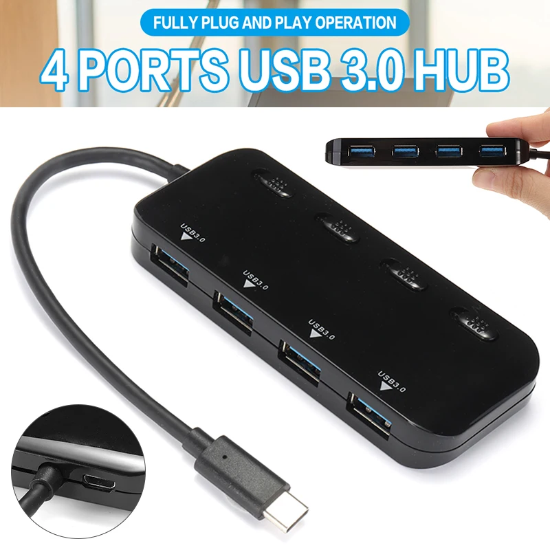 

For PC Laptop Computer 1pc Multi-functional 4 Ports USB 3.0 Adapter High Speed Hub Slim Expansion Splitter Adapter Pohiks