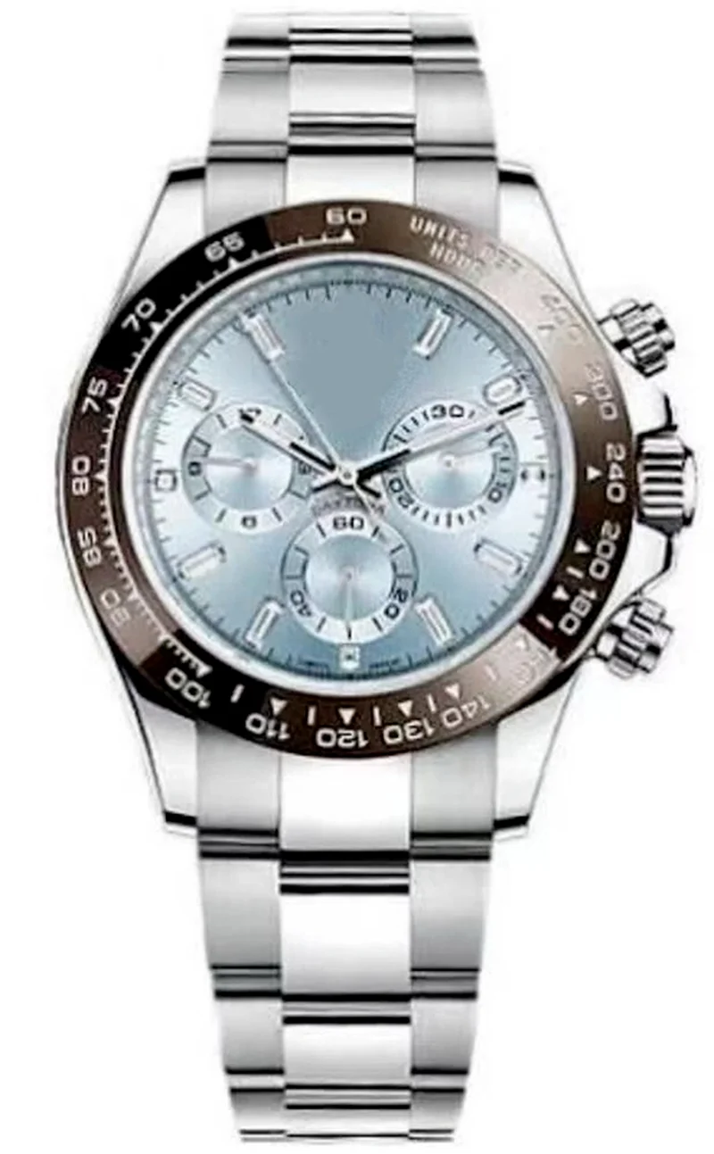 

New Men Automatic Mechanical Watches Ice Blue Dial 116506 Bludo Stainless Steel Sapphire Ceramic Bezel Diamonds Sport Watch 40mm