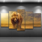 Современная живопись настенные картины Домашний Декор 5 шт. холст HD печать животных коричневый медведь и человек плакат модульная рамка для гостиной
