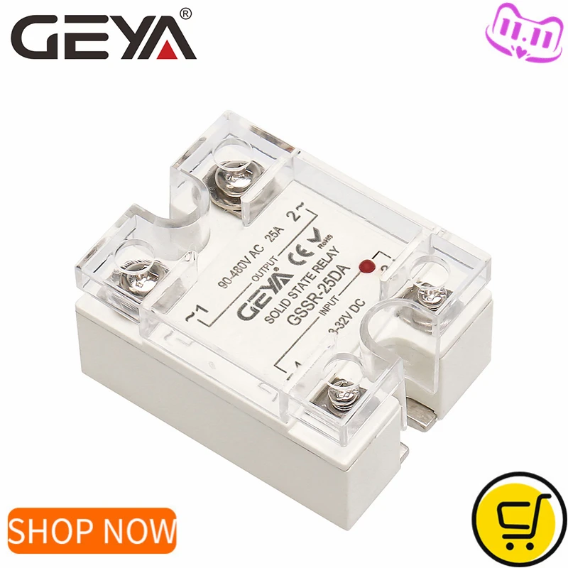 Однофазное твердотельное реле GEYA SSR 10DA/25DA/ 40DA/60DA/80DA/100DA с пастической крышкой