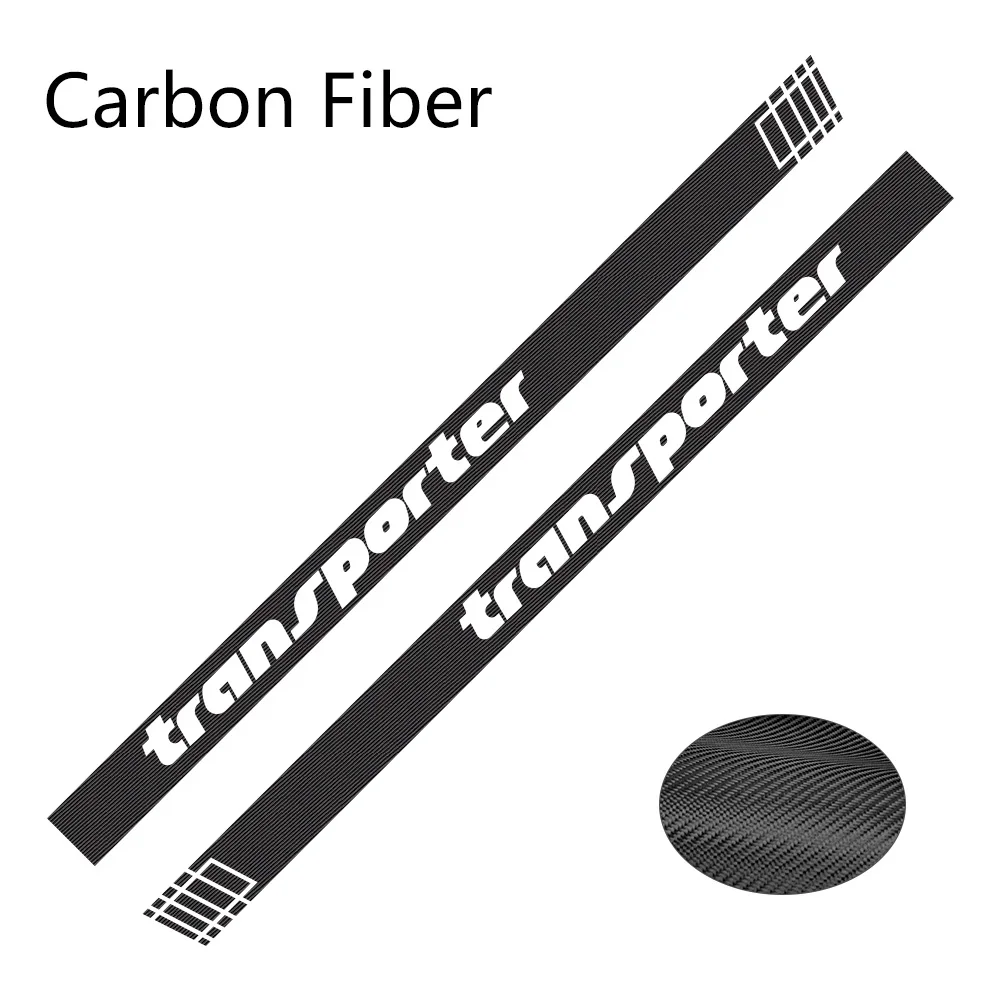 Carbon Fiber 2Pcs Car Side Stripes Stickers Auto Vinyl Film Decoration Decals For Volkswagen Multivan T4 T5 T6 Styling Car Tuning Accessories - Название цвета: Carbon Fiber
