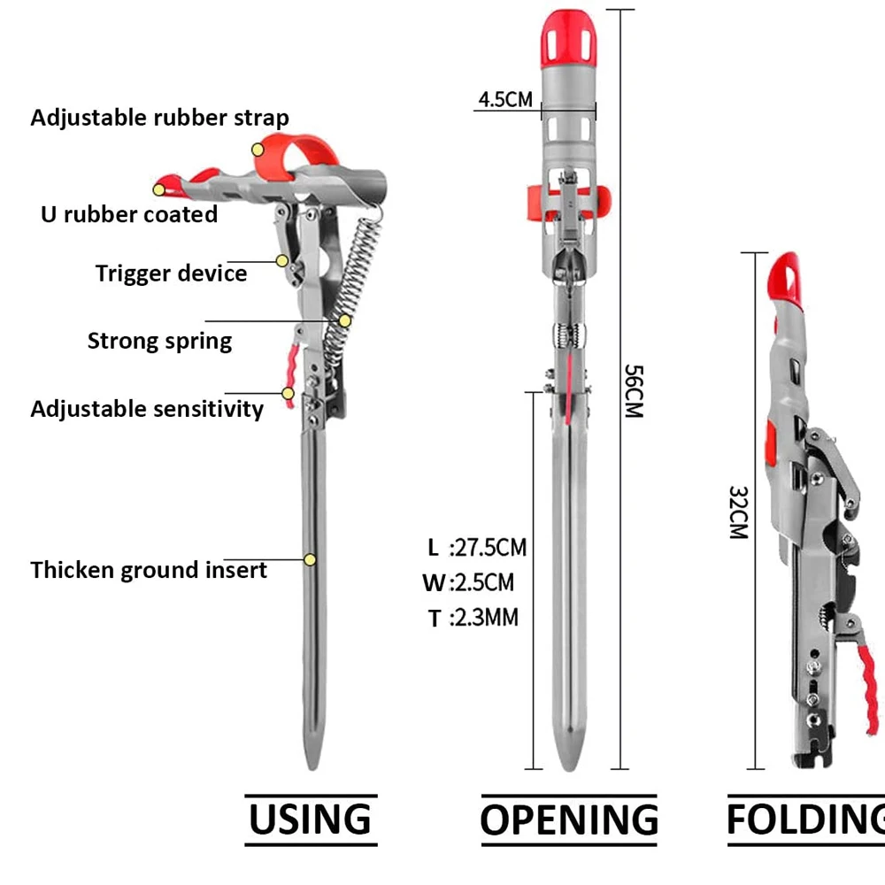 Automatic Spring Fishing Rod Holder Folding Stand for Bank Mount Adjustable Sensitivity Pole Rack Bracket | Спорт и развлечения