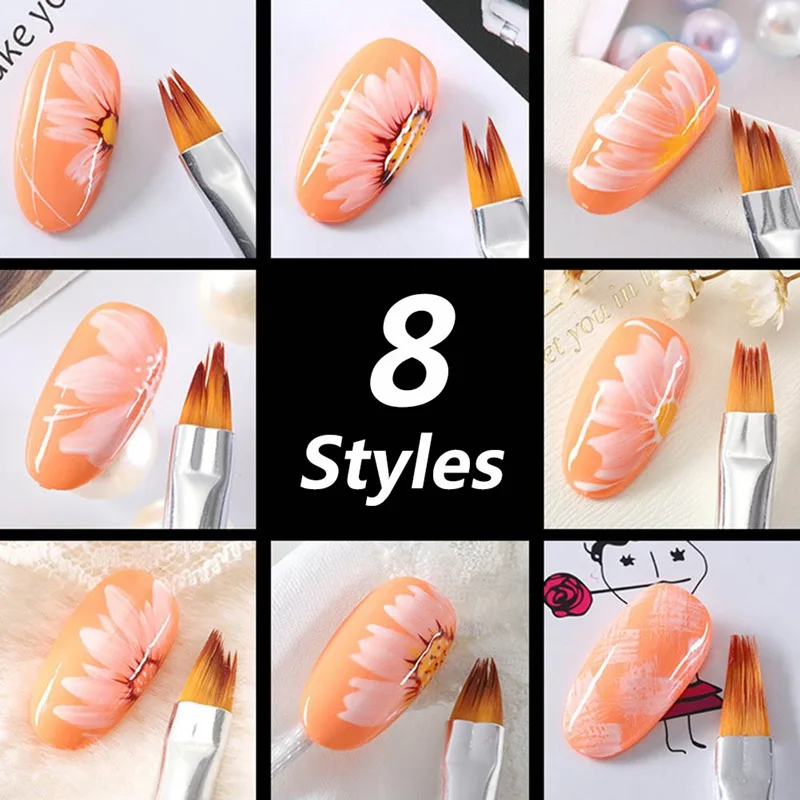 

8 Pcs Nail Art Flower Pen Sawtooth Pen Petal Pen Nail Brush Painted Pen Nail Pen