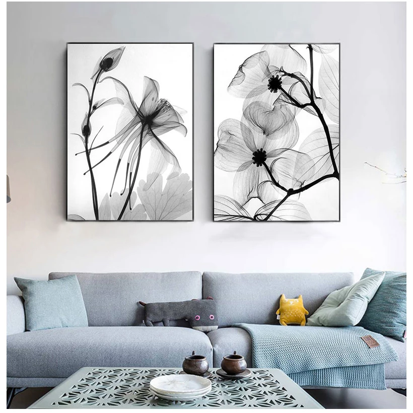 

Nordic Black White Plant Abstract Flower Canvas Posters Canvas Prints Minimalist Wall Art Painting Decorative Picture Home Decor