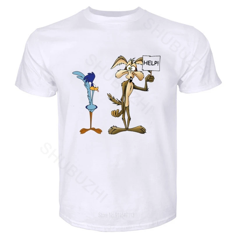 Мужская футболка Летняя Хлопчатобумажная Roadrunner roadrunner wile мультяшный Койот