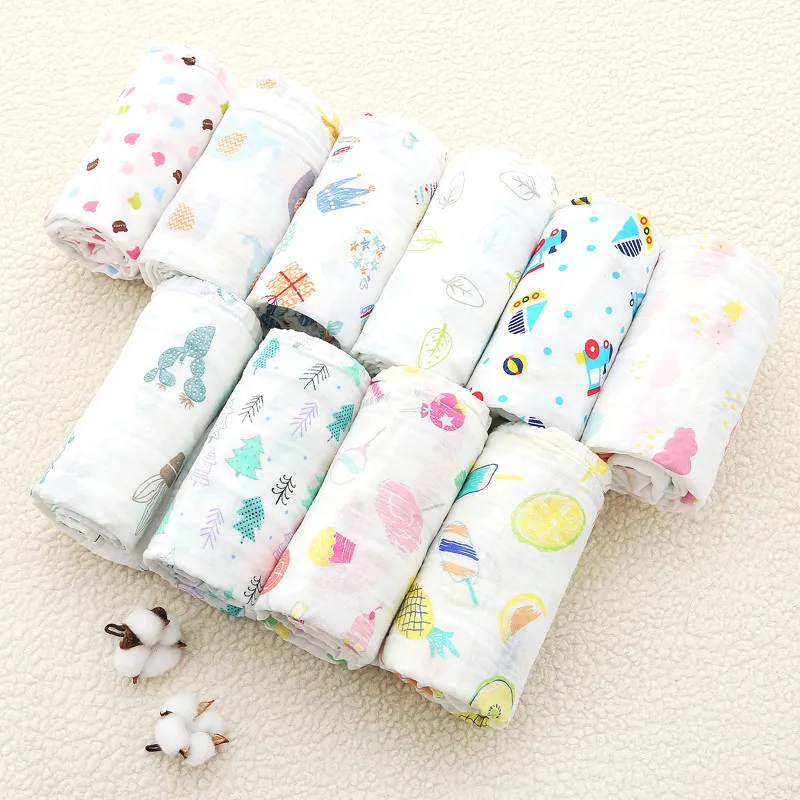 1pc Muslin 100% Cotton Newborn Swaddles Soft Baby Boy Girls Blankets Bath Gauze Infant Wrap Sleepsack Stroller Cover Mat