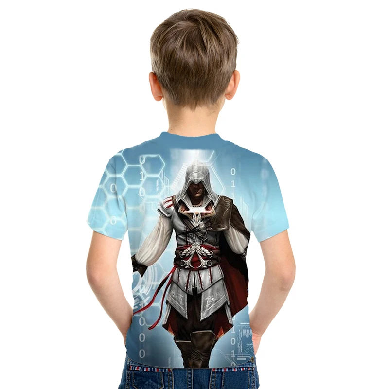 Assassin's Creed/детская одежда для активного отдыха с 3d принтом, приталенная рубашка для мальчиков и девочек, Детская футболка с короткими рукавами, 3D