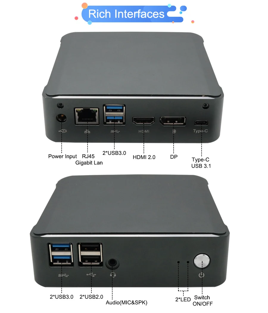Портативный игровой ПК четырехъядерный 8 нитей Intel i7 8565U i5 8265U type-C HDMI 2,0 DP 4 k@ 60Hz i3 8145U тонкий клиент микро компьютер