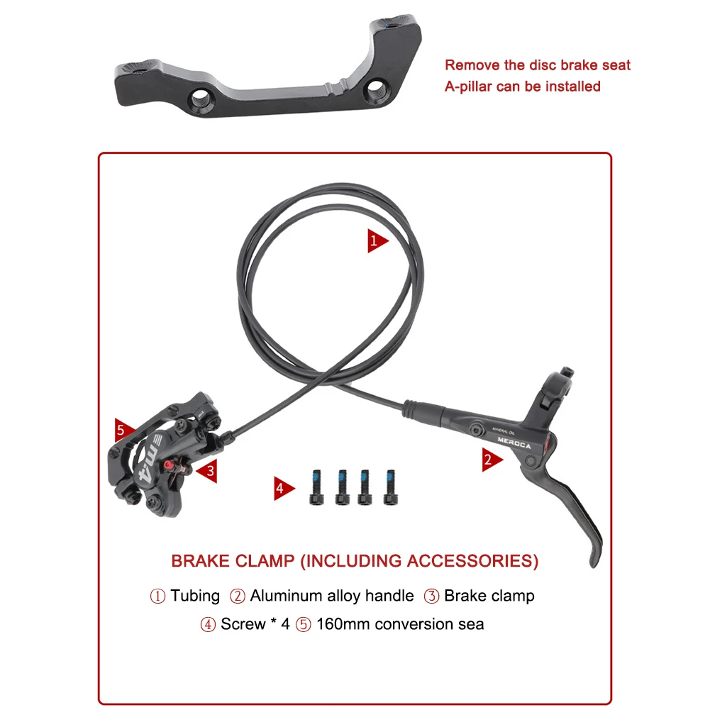 

M4 MT420 Bicycle Brake Hydraulic Disc Brake 800 1400mm MTB Mountain Clamp Brakes with Brake Rotor+Bolts