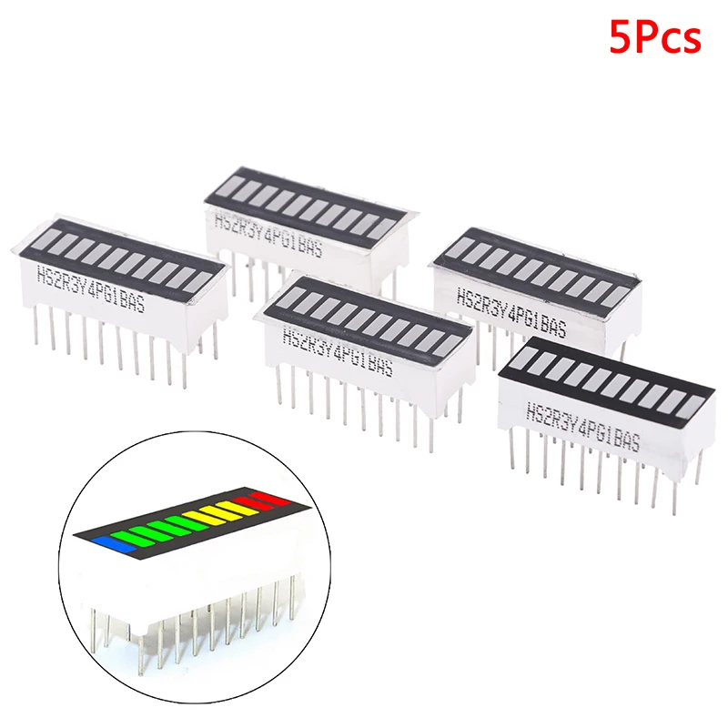 HELTC 5PCS LED Display Module 10 Segment Color Bargraph Light Bar Graph Ultra Bright Red Yellow Green Blue Hot | Инструменты