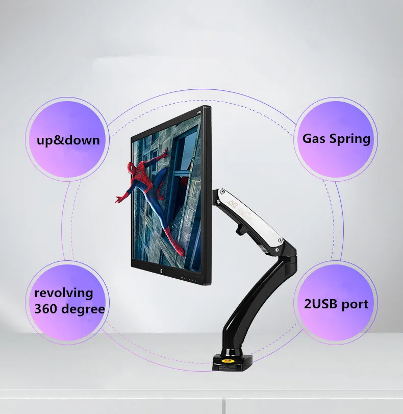 Держатель для монитора на 360 градусов газовая пружина 17 &quot 27&quot Настольный