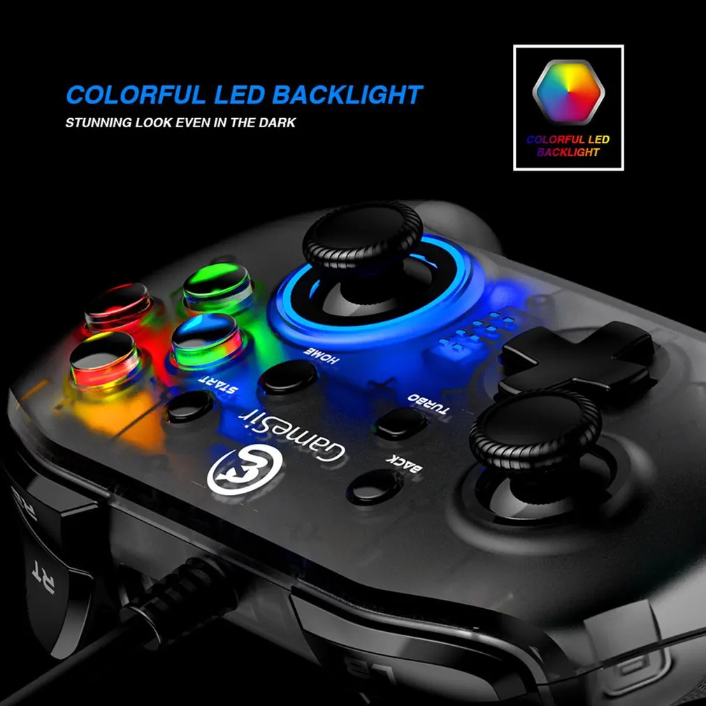 

Game Controller Gamepad For Apple LED Controller For Switch Games With Turbo Button Fifth Gear Vibration