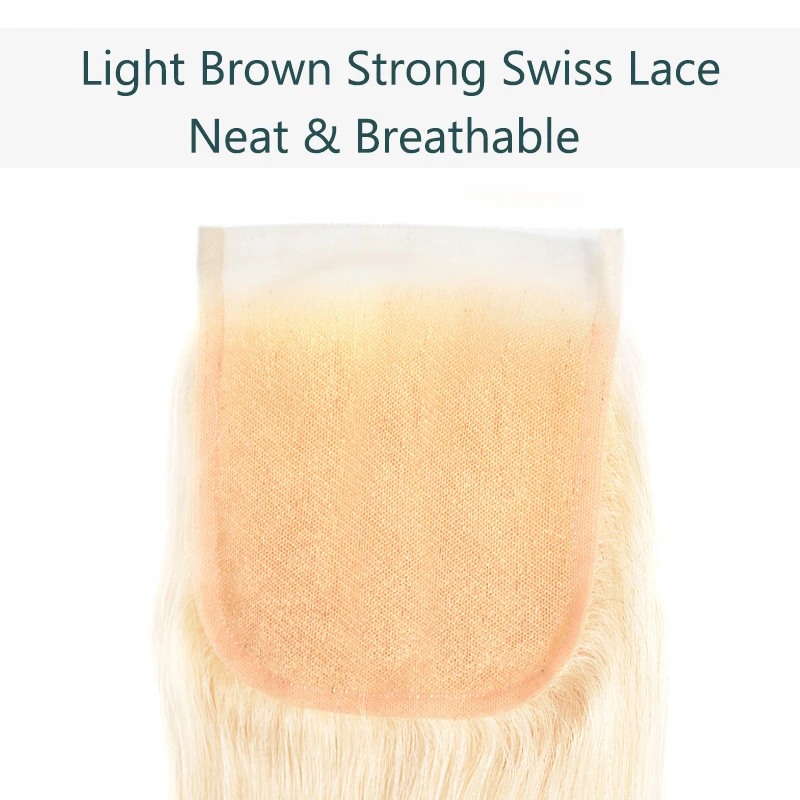 FumiQueen закрытие волос Блонд объемная волна бразильские Remy человеческие волосы