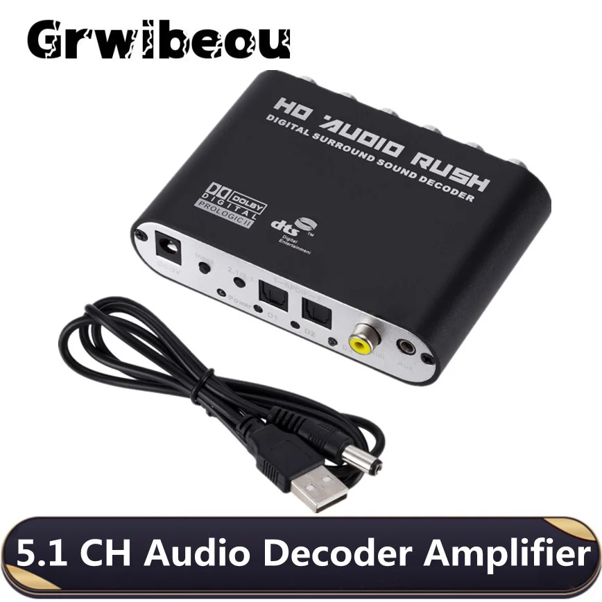 

Digital to Analog 5.1 CH audio decoder amplifier SPDIF Coaxial to RCA DTS AC3 Optical digital Amplifier Analog Converte For TV
