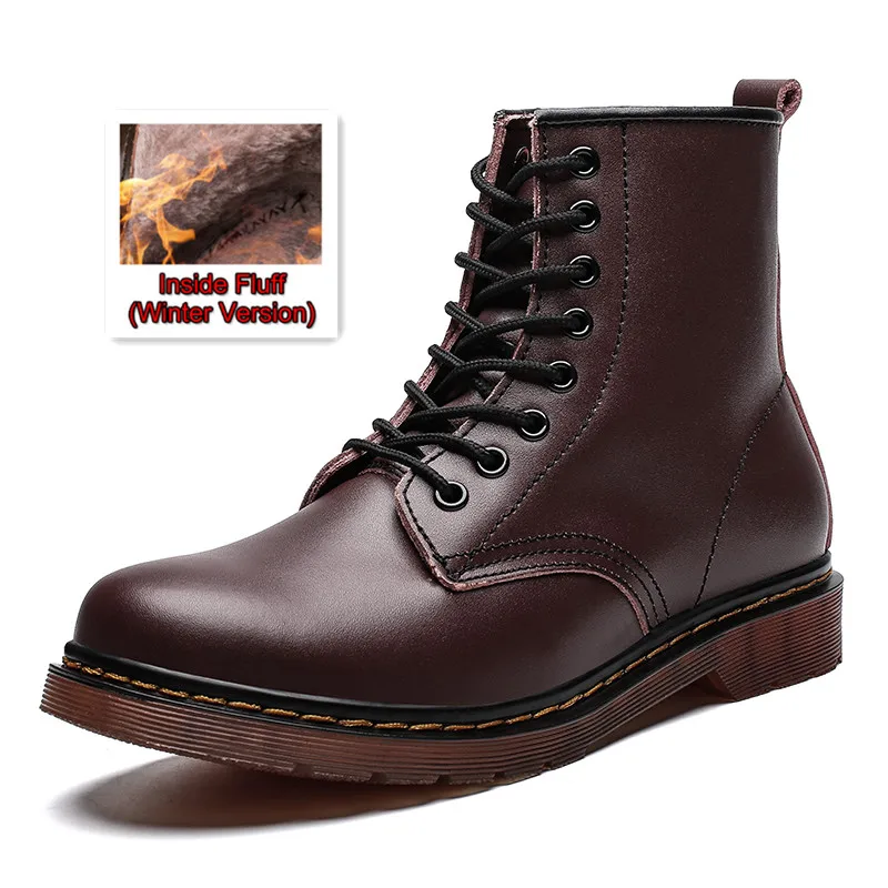 1465-brown-fur Мужские ботинки; обувь из натуральной кожи; сезон осень-зима; мужские ботильоны в байкерском стиле; пара оксфордских туфель; женские ботинки; зимняя обувь унисекс - Цвет: 1465-brown-fur