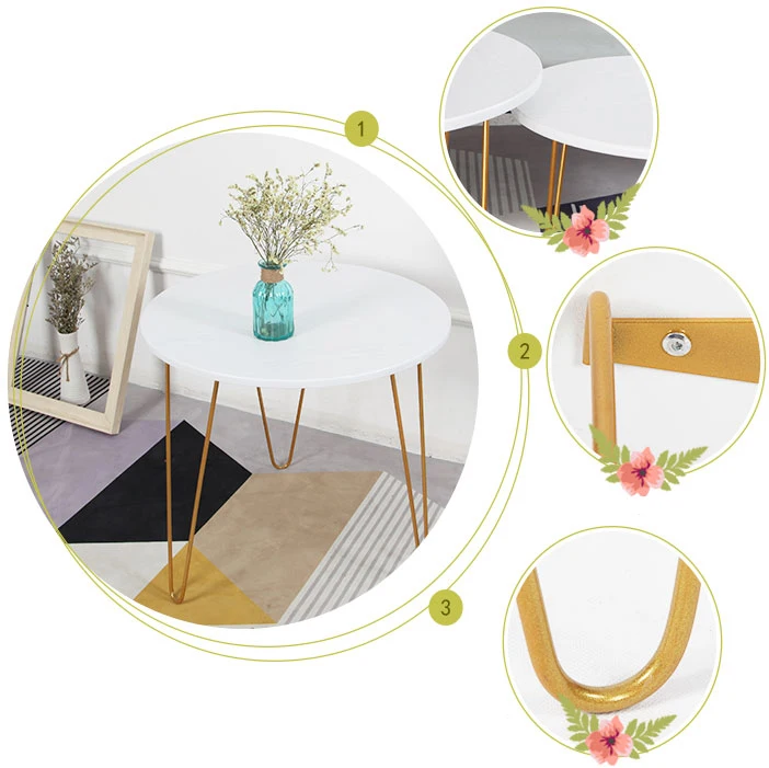 Белый современный простой Золотистый металлический журнальный столик диван для