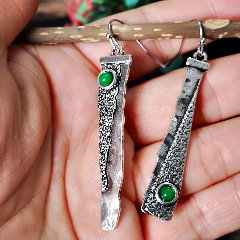 long earrings Новые MYWINY собственный дизайн металлические цветы винтажные этнические зеленые серьги для женщин 18 дизайн - Окраска металла: long earrings