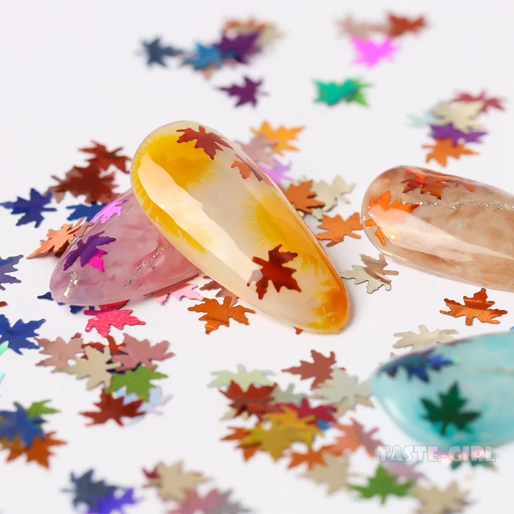 1 баночка рождественские кленовые листья для ногтей лазерные блестки хамелеон