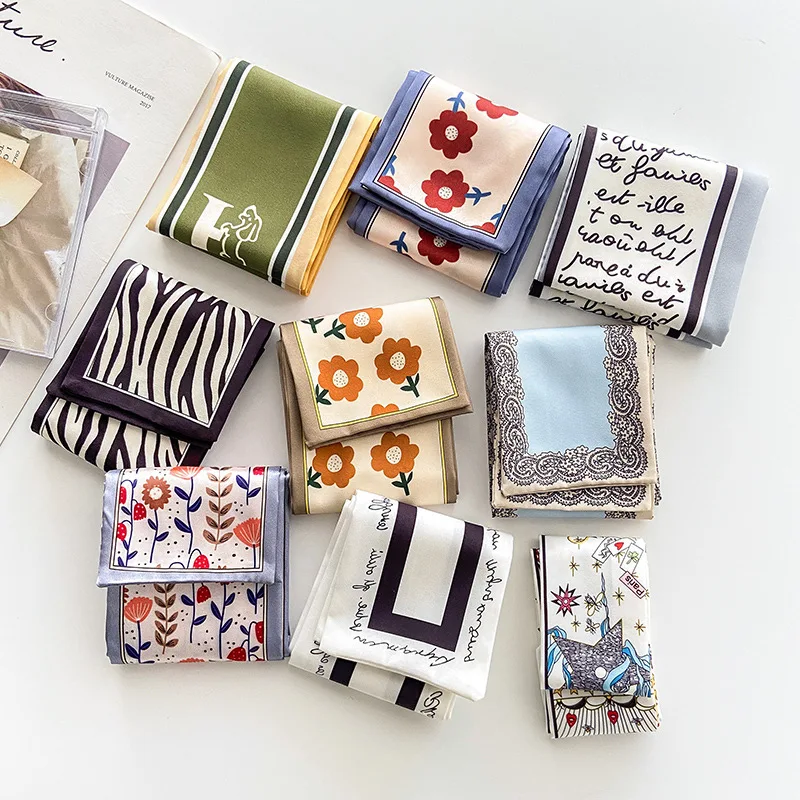 

Silk Hair Band Print Hair Scarf Scrunchies Bow Headdress Girls French Retro Hair Accessories Sweet Hair Rings Korean Hair Tie