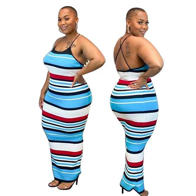 

2020 summer sexy african women sleeveless regular plus size long dress L-4XL