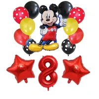 14pcs mickey mouse theme 32inch number aluminium foil balloons for kids birthday party baby shower decoration supplies
