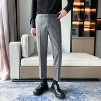 2021 new plaid suit pants men classic business dress pants office social casual slim fit pants streetwear wedding trousers