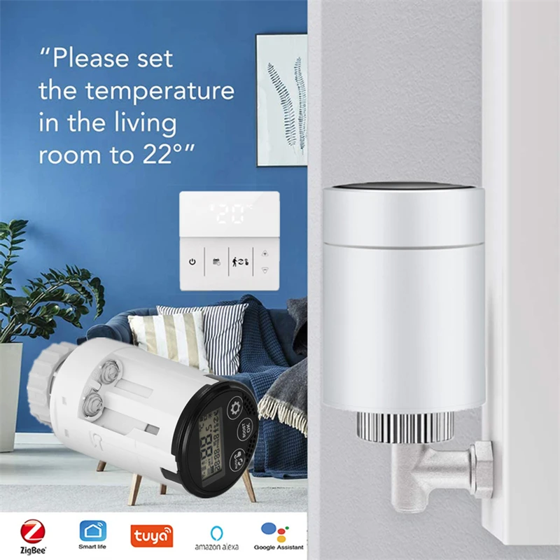 

Термостат ZigBee Tuya, умный программируемый клапан радиатора и привода, с приложением Smart Life для Alexa и Google Home