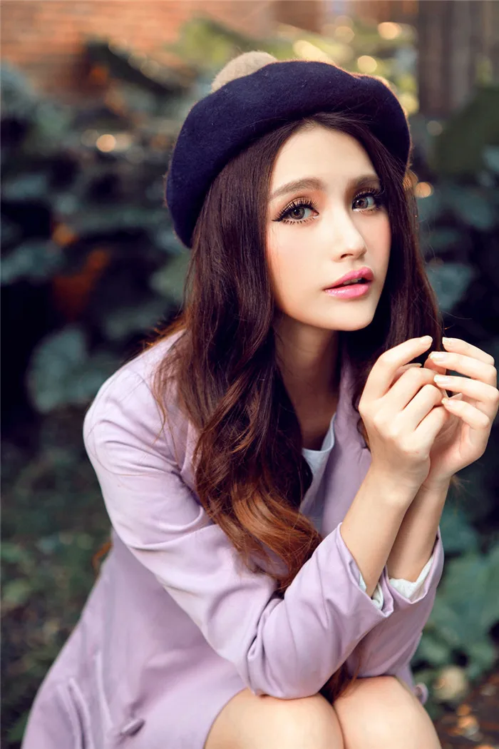 Осенние детские дамские фетровые береты из фетра с помпоном |