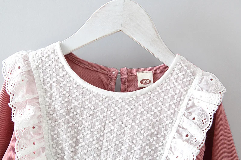 Girls' Dresses 2021 Autumn New Style Children Baby Kids Clothing Korean Japanese Loose Lace Lapel Girl Fashionable Dress | Детская