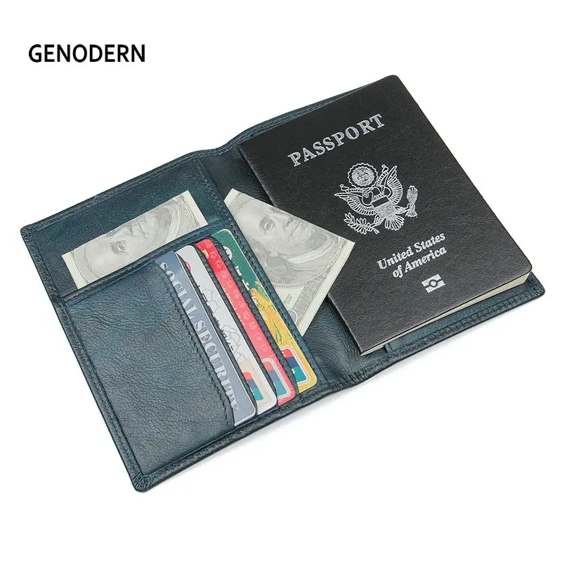 GENODERN, натуральная кожа, Обложка для паспорта, Rfid, держатель для паспорта, Дорожный Чехол, кредитный держатель для карт, коровья кожа, Обложка для паспорта