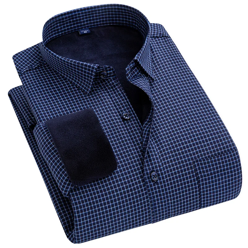 

AOLIWEN Brand Men Plus Velvet Thick Long sleeve warm shirts Middle Aged Men Warm Clothes Casual Stretch Winter Button Up Shirts