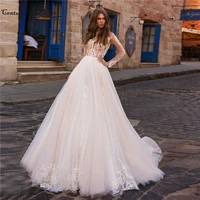 vestido de novia boho wedding dresses long sleeve lace appliques illuison top sexy bridal gowns beach bride dress bohemian
