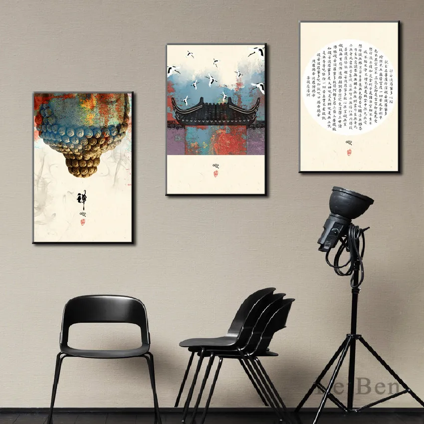 Новый постер в китайском стиле с буддистскими писаниями простота и элегантные