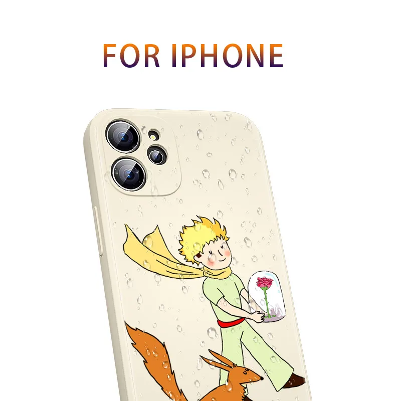 The Little Prince And Fox Liquid Silicone Soft Cover For Apple IPhone 13 12 Mini 11 Pro XS MAX XR X 8 7 6S SE Plus Phone Case