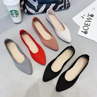 eur35 43 big size womens flats 2021 new pointed toes flat bottom knitted casual shoes for wonen spring summer fall shoe a076